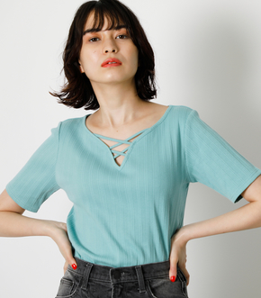 HEART NECK LACE UP TOPS/ハートネック
