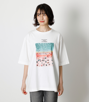 PINK BEACH PHOTO TEE/ピンクビーチフォトTシャツ｜AZUL BY MOUSSY
