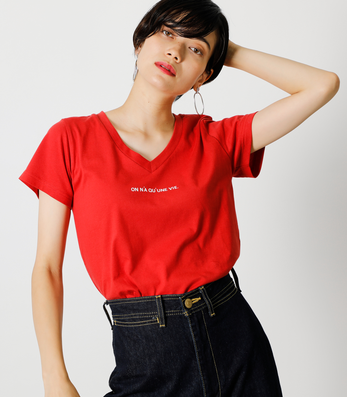 ON N'A V NECK TEE/オンナVネックTシャツ 詳細画像 RED 1