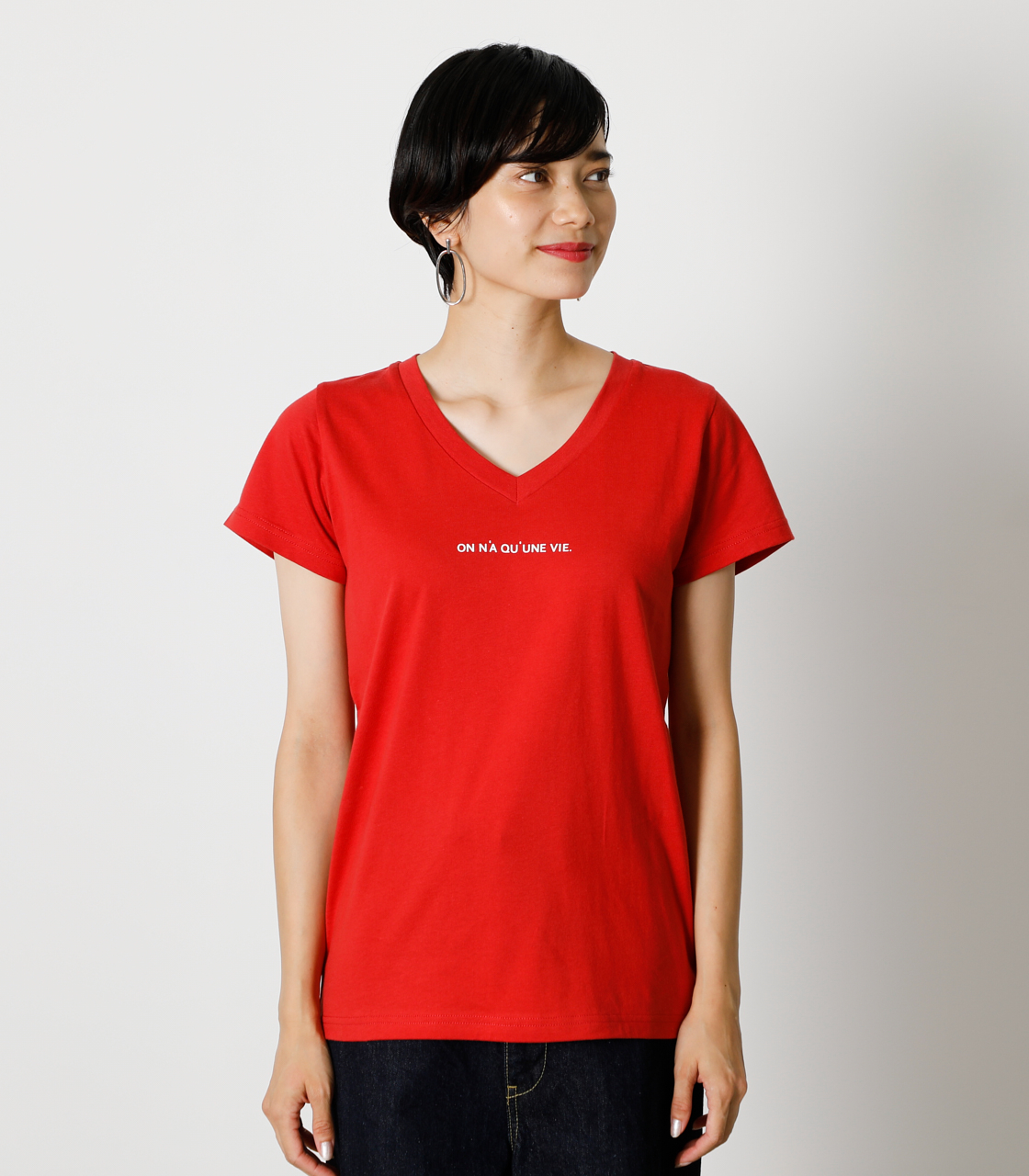 ON N'A V NECK TEE/オンナVネックTシャツ 詳細画像 RED 4