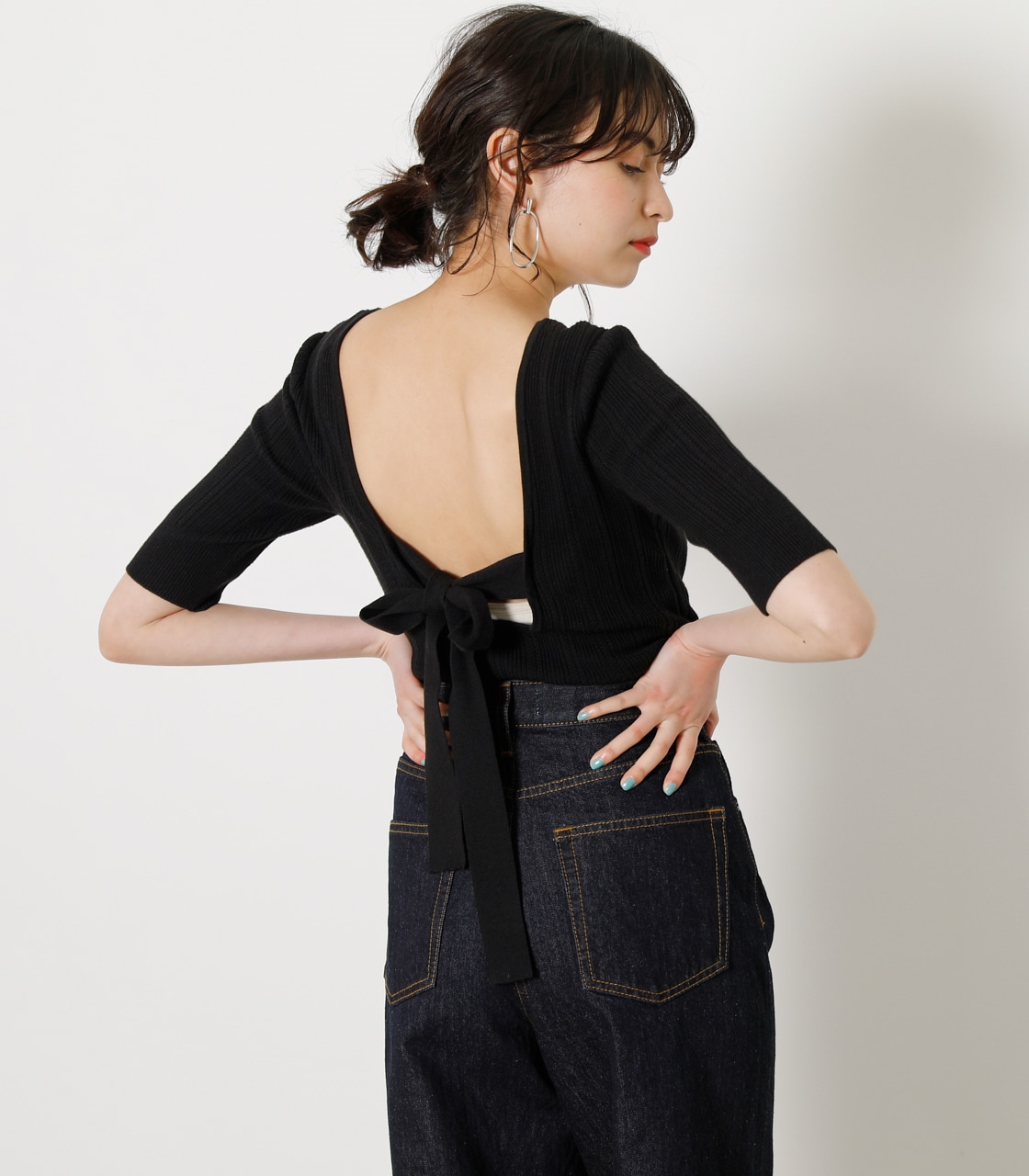 BACK OPEN RIBBON KNIT/バックオープンリボンニット｜AZUL BY MOUSSY（アズールバイマウジー）公式通販サイト