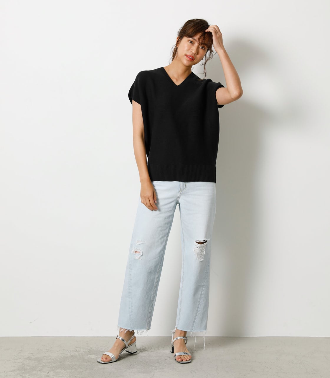 LOOSE PANEL KNIT TOP/ルーズパネルニットトップ 詳細画像 BLK 3