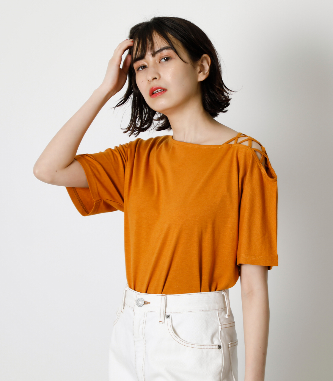 SHOULDER LACE UP TOPS/ショルダーレースアップトップス 詳細画像 D/YEL 1