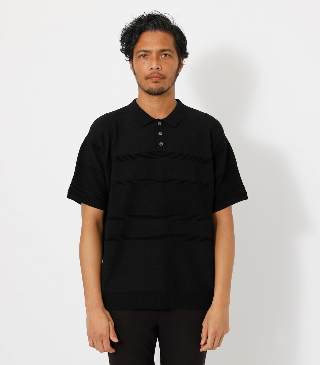 JACQUARD KNIT POLO/ジャガードニットポロ｜AZUL BY