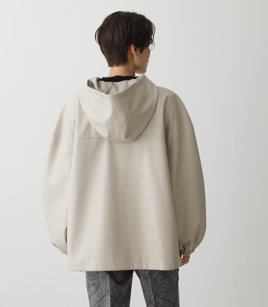 FAUX LEATHER HOODIE BZ/フェイクレザーフーディブルゾン 詳細画像 IVOY 7