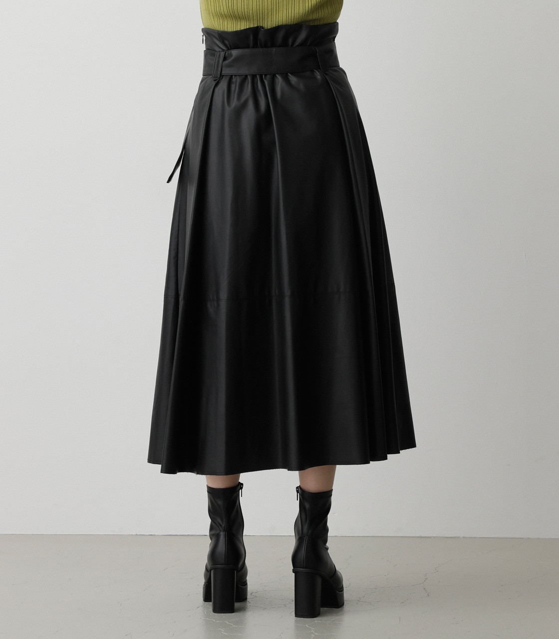 FAUX LEATHER HIGH WAIST SKIRT/フェイクレザーハイウエストスカート 詳細画像 BLK 7