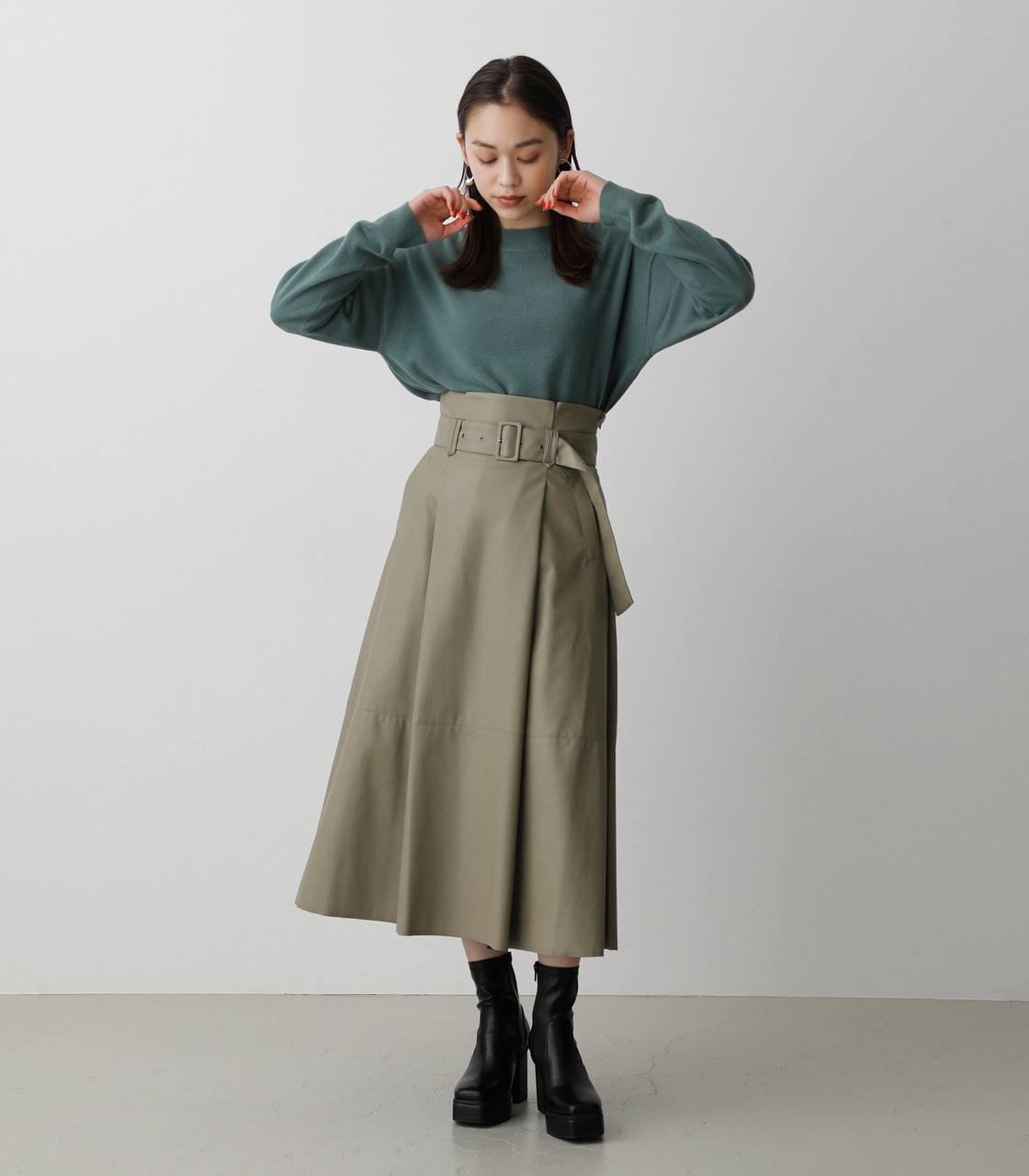 FAUX LEATHER HIGH WAIST SKIRT/フェイクレザーハイウエストスカート