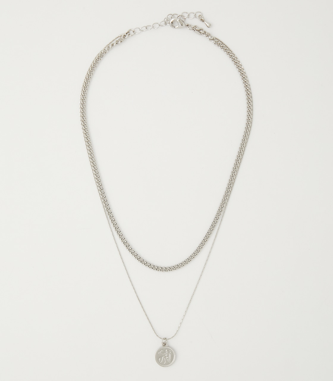 DOUBLE CHAIN COIN NECKLACE/ダブルチェーンコインネックレス 詳細画像 SLV 1