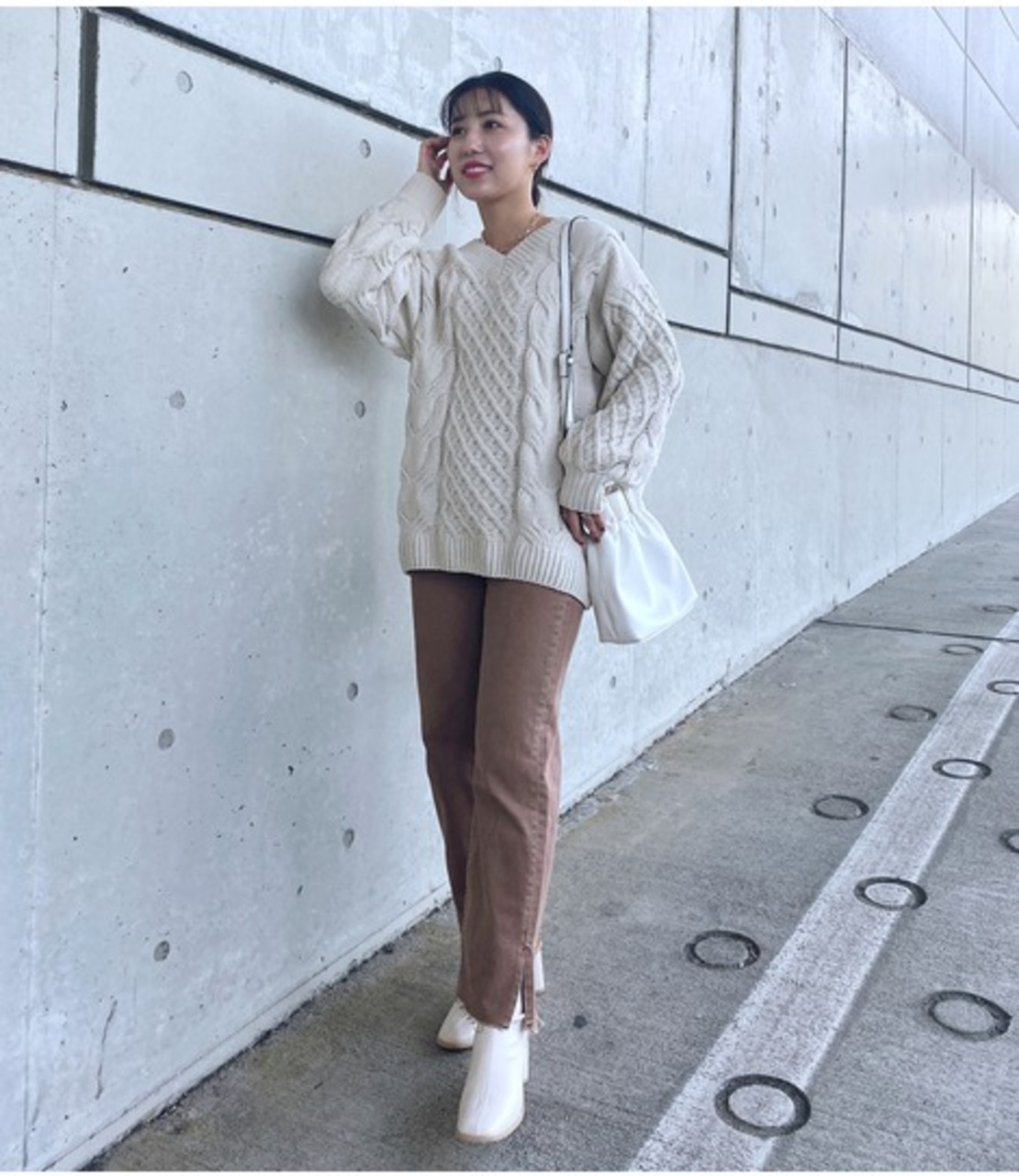 CHENILLE CABLE V/N KNIT TOPS/シェニールケーブルVネックニットトップス 詳細画像 IVOY 11