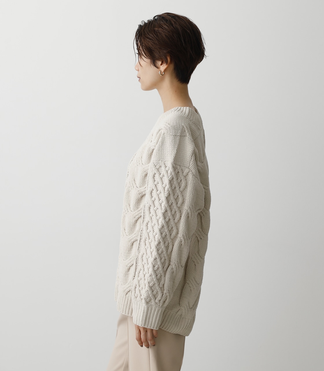 CHENILLE CABLE V/N KNIT TOPS/シェニールケーブルVネックニットトップス 詳細画像 IVOY 6