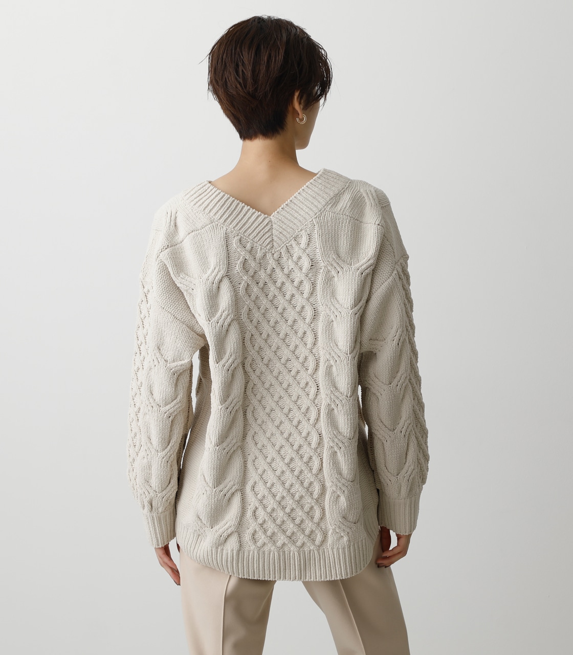 CHENILLE CABLE V/N KNIT TOPS/シェニールケーブルVネックニットトップス 詳細画像 IVOY 7