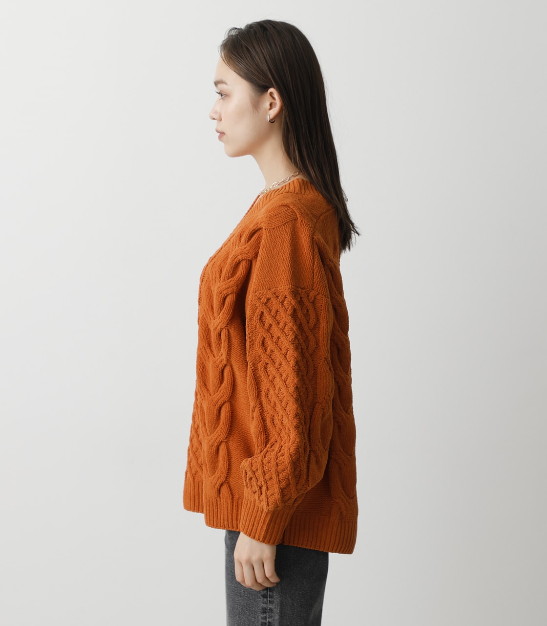 CHENILLE CABLE V/N KNIT TOPS/シェニールケーブルVネックニットトップス 詳細画像 D/ORG 6