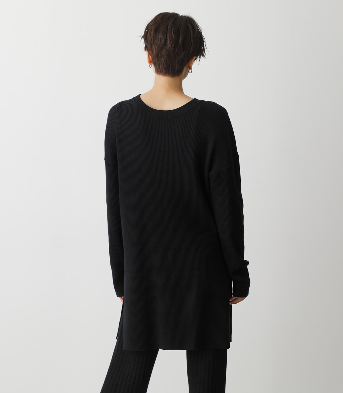 2WAY RIB KNIT LONG TOPS/2WAYリブニットロングトップス 詳細画像 BLK 12