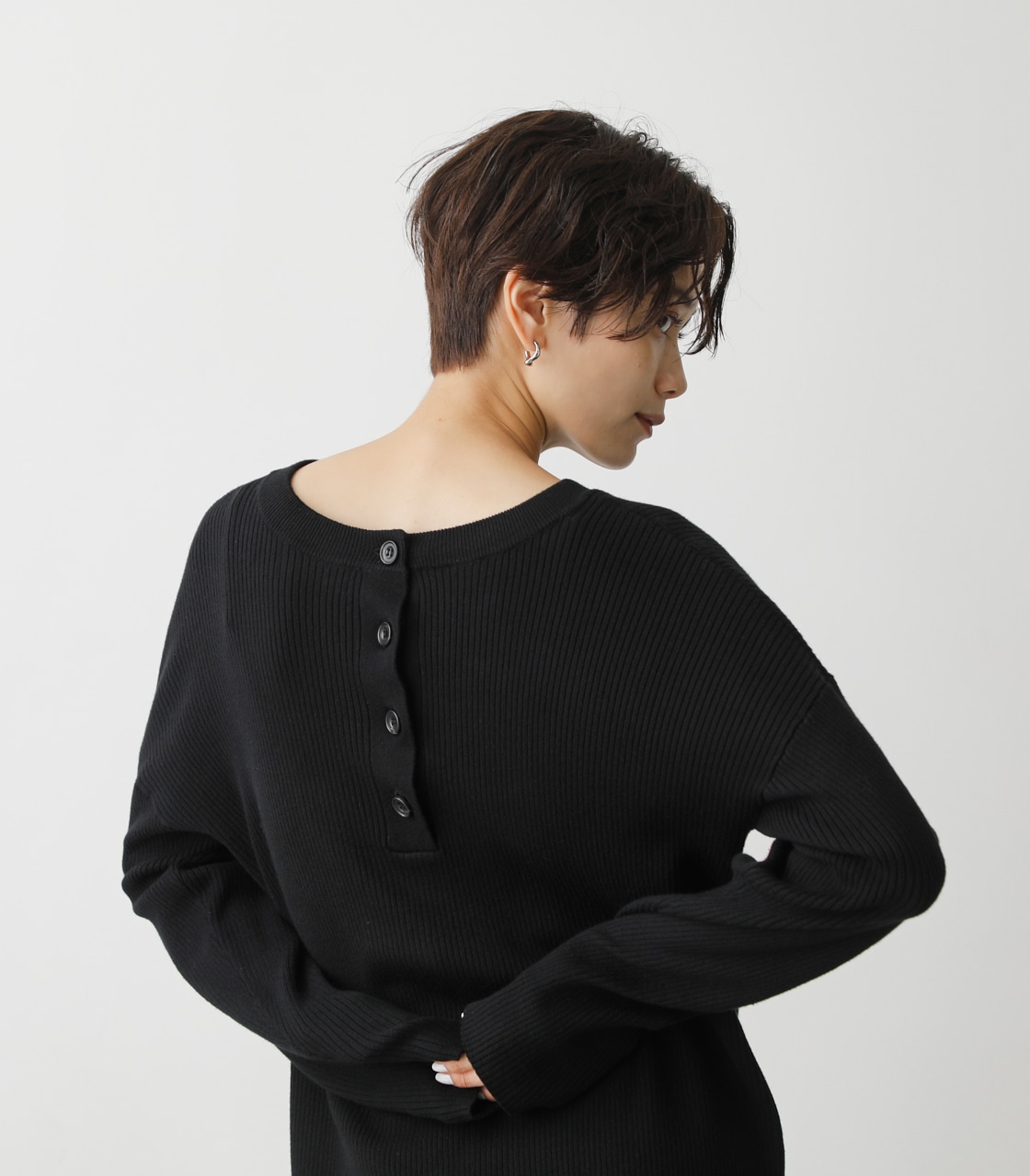 2WAY RIB KNIT LONG TOPS/2WAYリブニットロングトップス 詳細画像 BLK 3