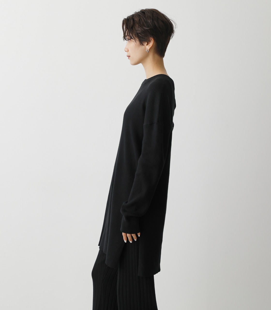 2WAY RIB KNIT LONG TOPS/2WAYリブニットロングトップス 詳細画像 BLK 6