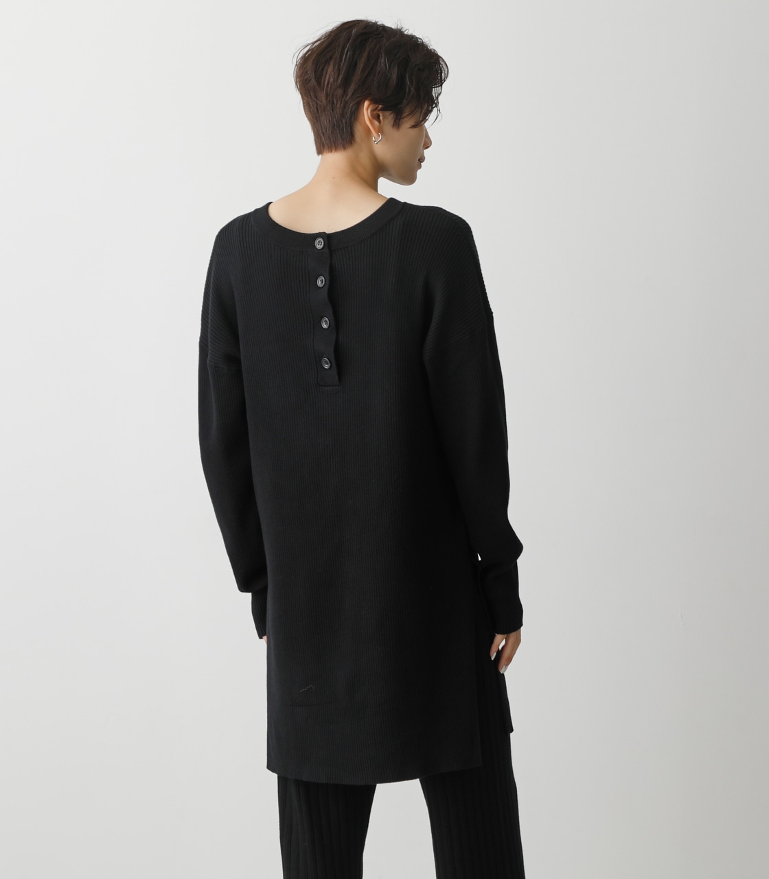 2WAY RIB KNIT LONG TOPS/2WAYリブニットロングトップス 詳細画像 BLK 7