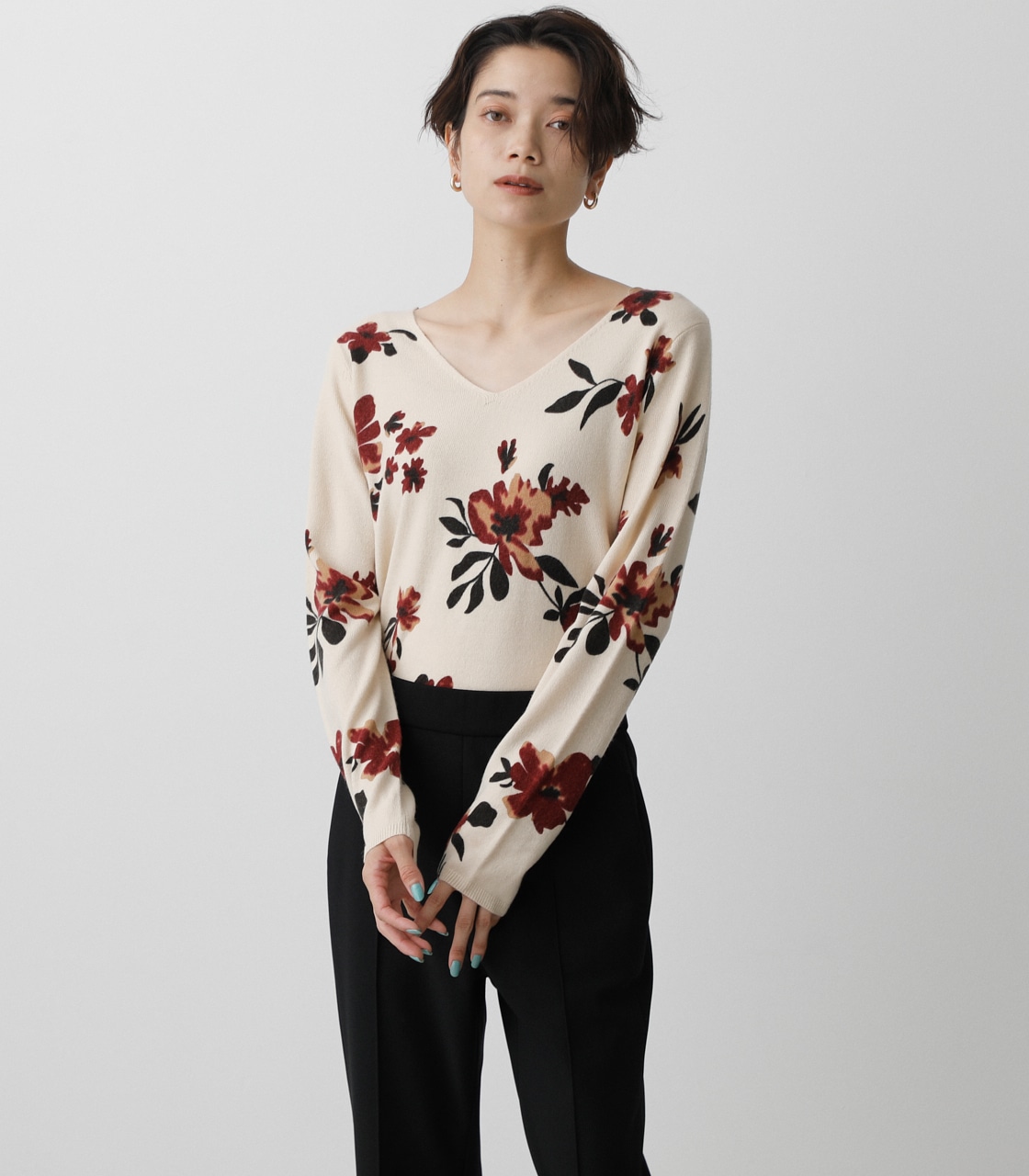 NUDIE 2WAY FLOWER KNIT TOPS/ヌーディー2WAYフラワーニットトップス 詳細画像 柄RED 1