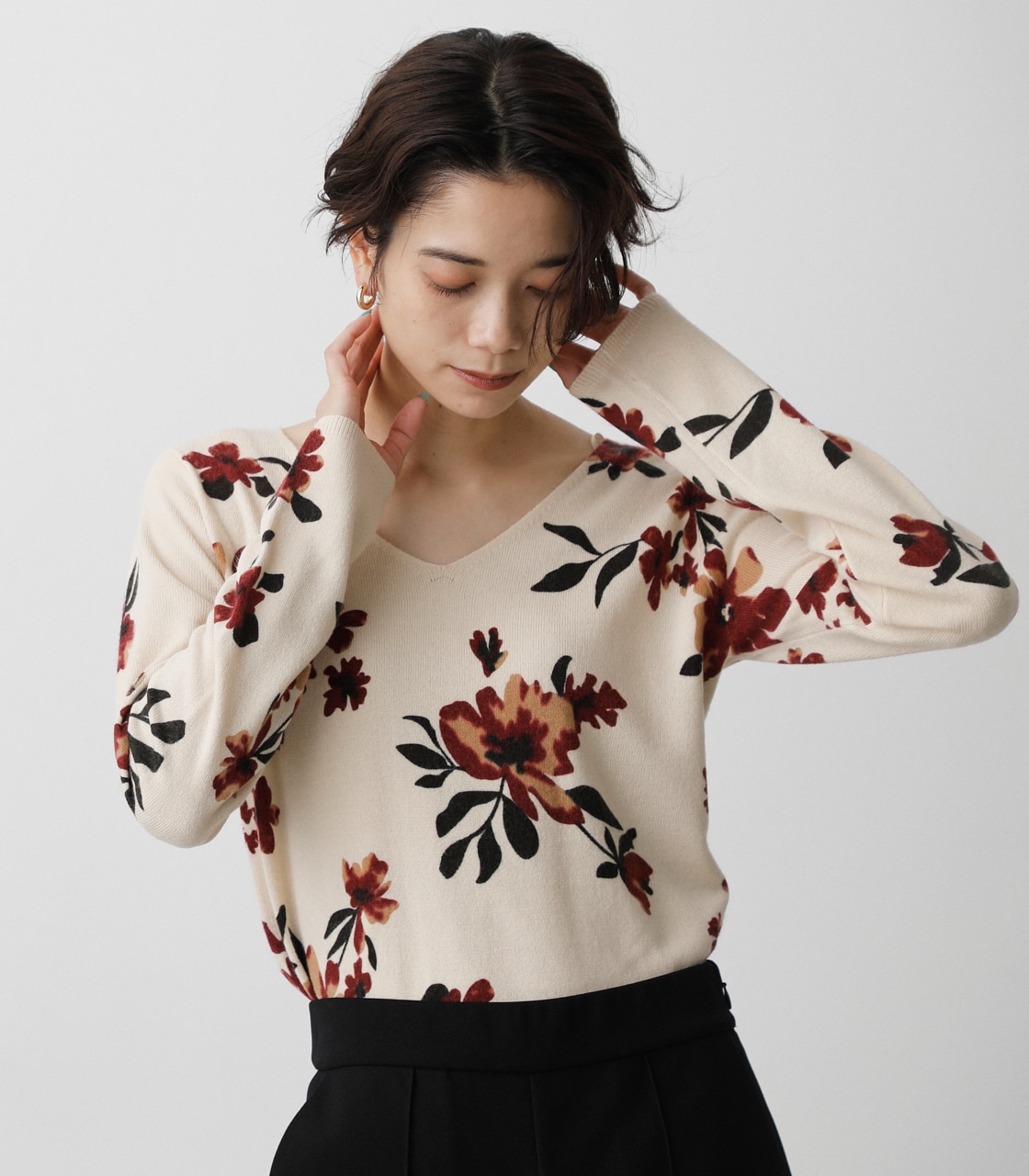 NUDIE 2WAY FLOWER KNIT TOPS/ヌーディー2WAYフラワーニットトップス 詳細画像 柄RED 3