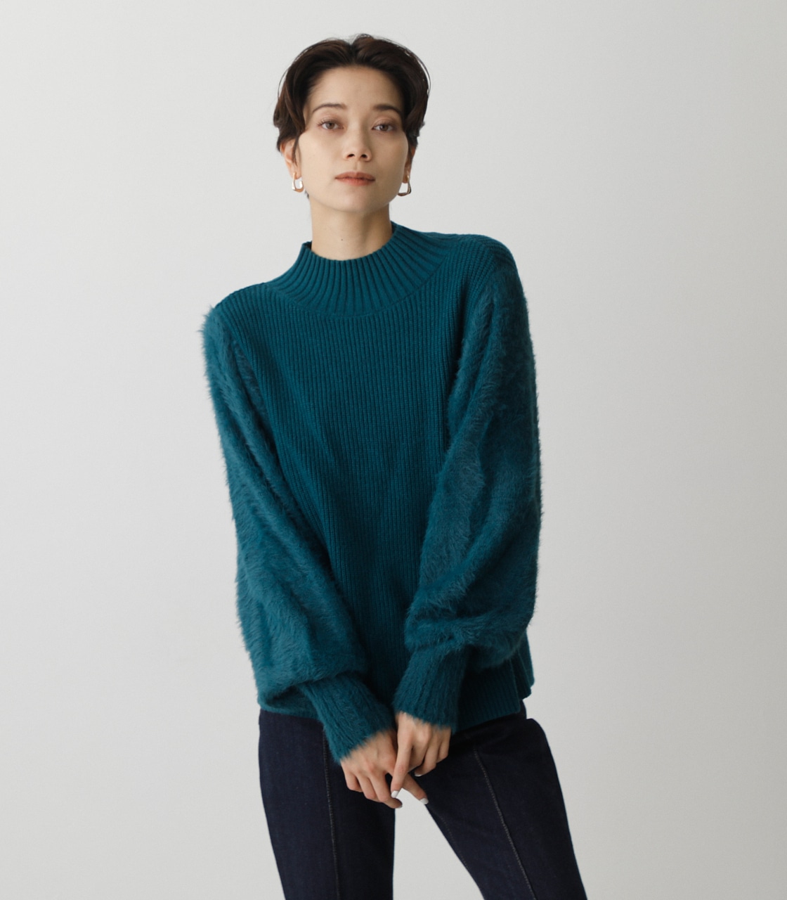 SHAGGY SLEEVE KNIT TOPS/シャギースリーブニットトップス