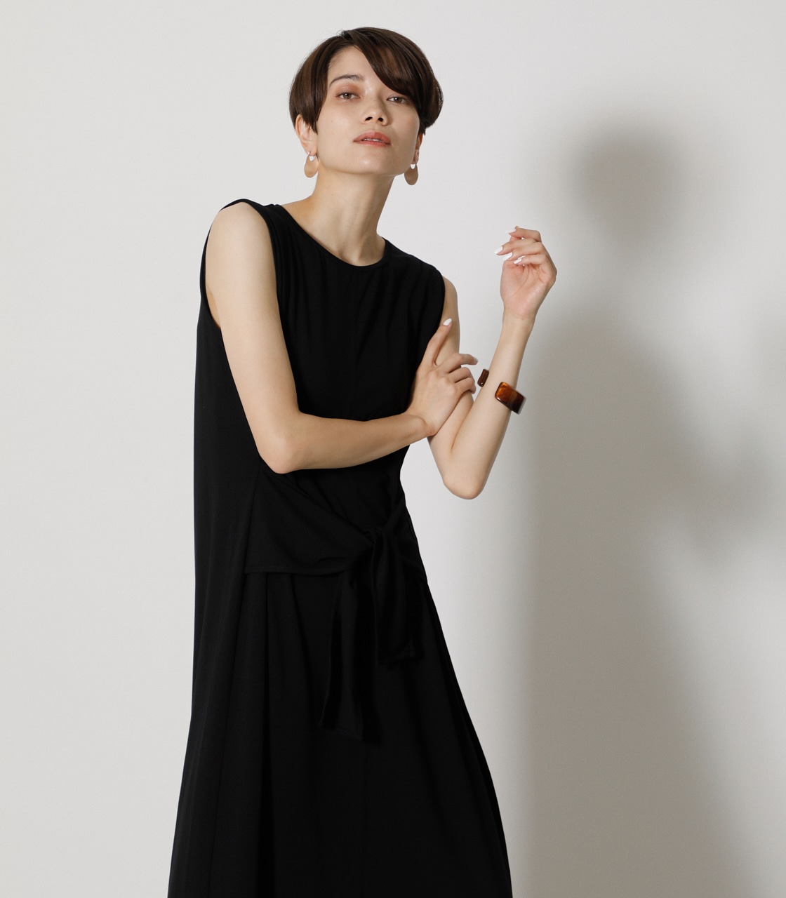 ICE CLEAN FRONT TIE ONEPIECE/アイスクリーンフロントタイワンピース 詳細画像 BLK 3