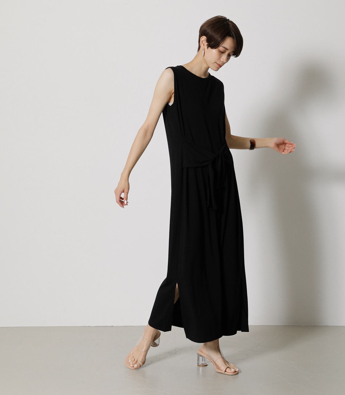 ICE CLEAN FRONT TIE ONEPIECE/アイスクリーンフロントタイワンピース 詳細画像 BLK 4