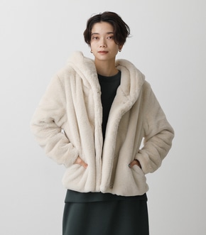 FLUFFY HOODIE SHORT COAT/フラッフィーフーディショートコート 詳細画像