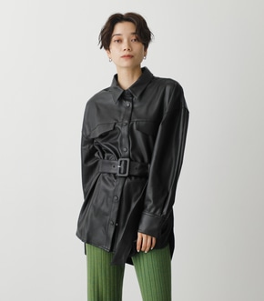 FAUX LEATHER SHIRT JACKET/フェイクレザーシャツジャケット 詳細画像