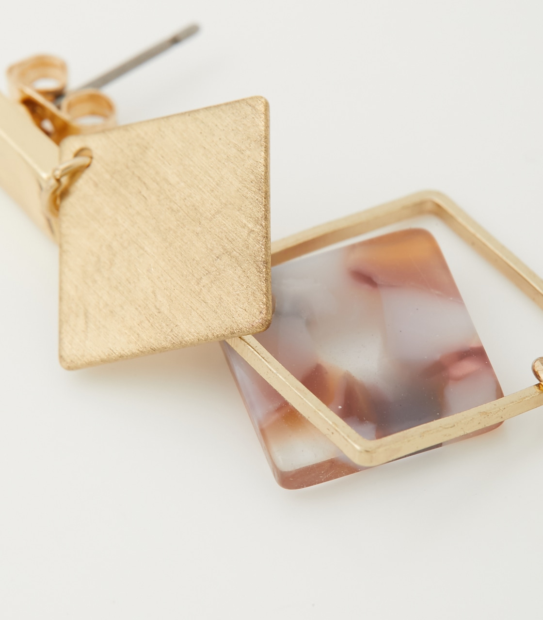MARBLE×SQUARE METAL EARRINGS/MARBLE×SQUAREメタルピアス 詳細画像 柄BRN 5