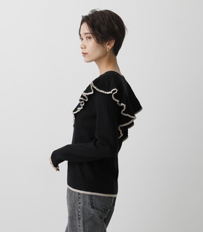 FRONT FRILLED KNIT TOPS/フロントフリルニットトップス 詳細画像