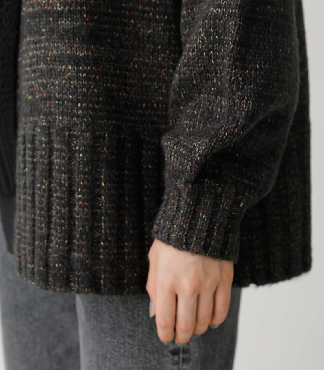 ASYMMETRY CABLE KNIT TOPS/アシンメトリーケーブルニットトップス 詳細画像 BLK 9