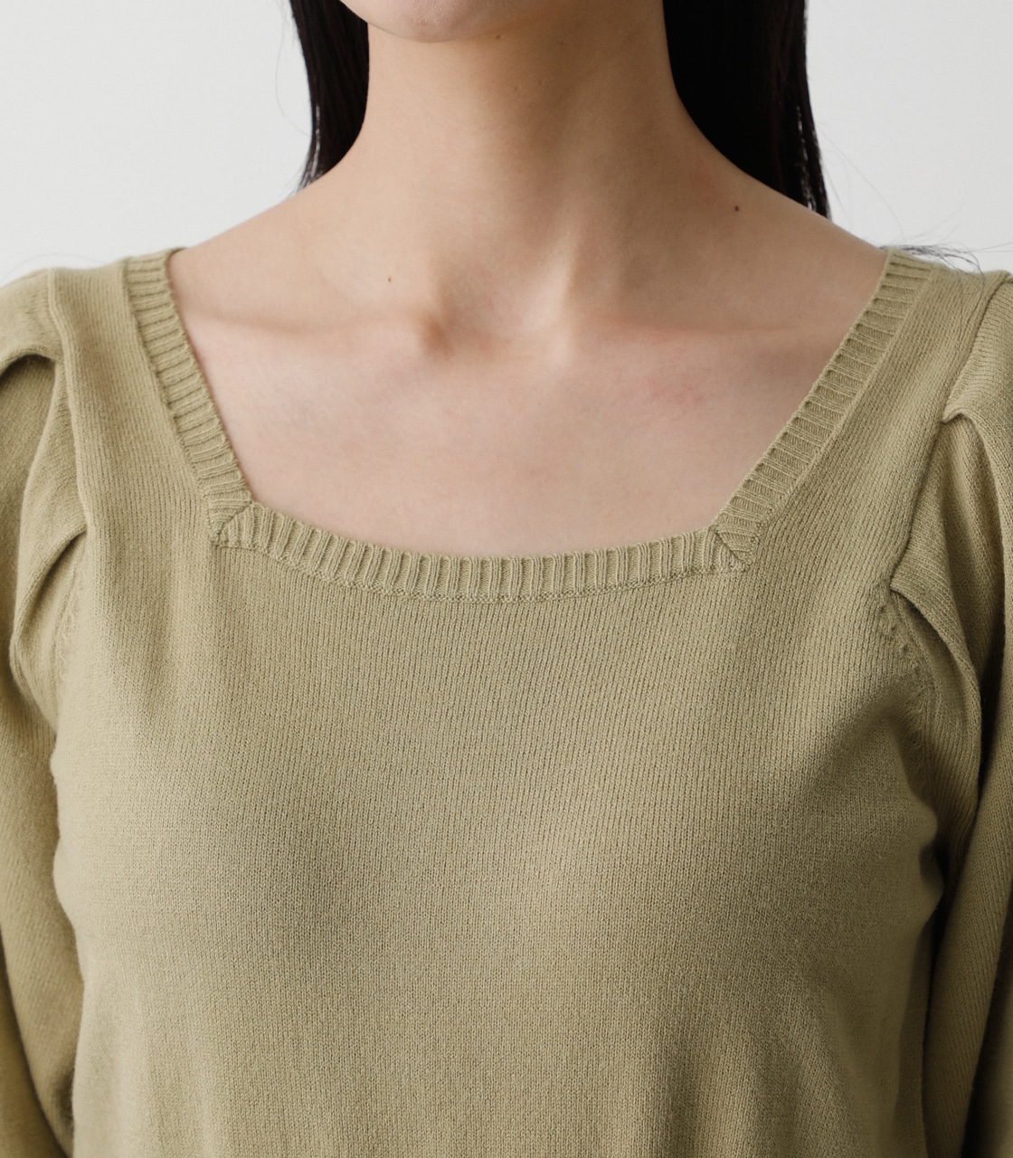 SQUARE NECK KNIT ONEPIECE/スクエアネックニットワンピース 詳細画像 L/GRN 8