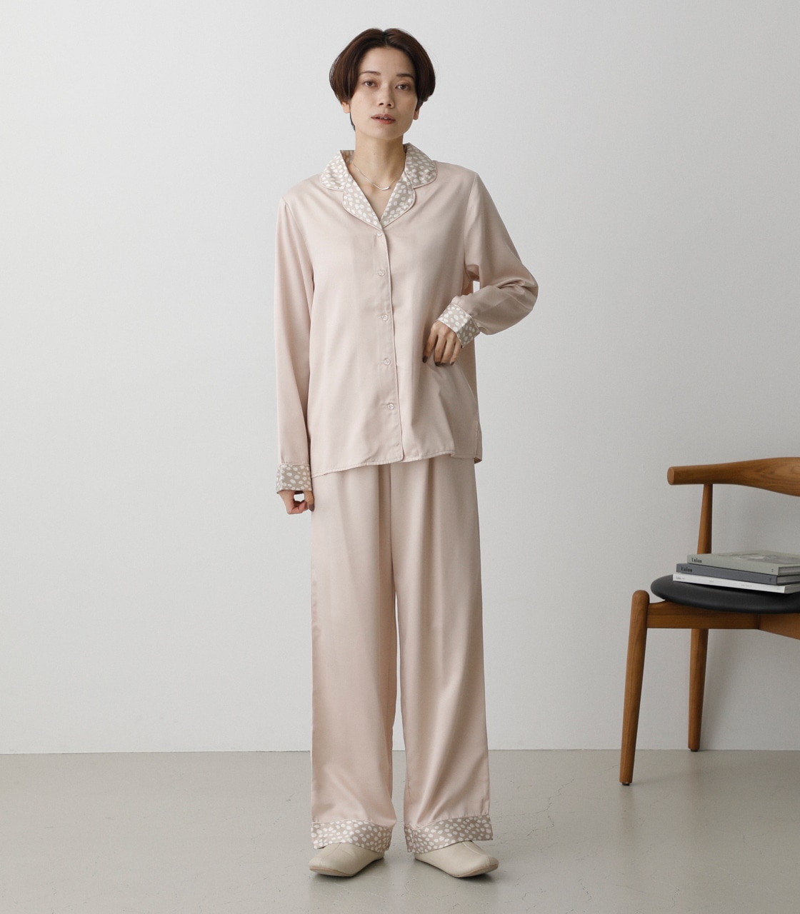 T/H SATIN PIPING PAJAMAS/T/Hサテンパイピングパジャマ 詳細画像 L/BEG 1
