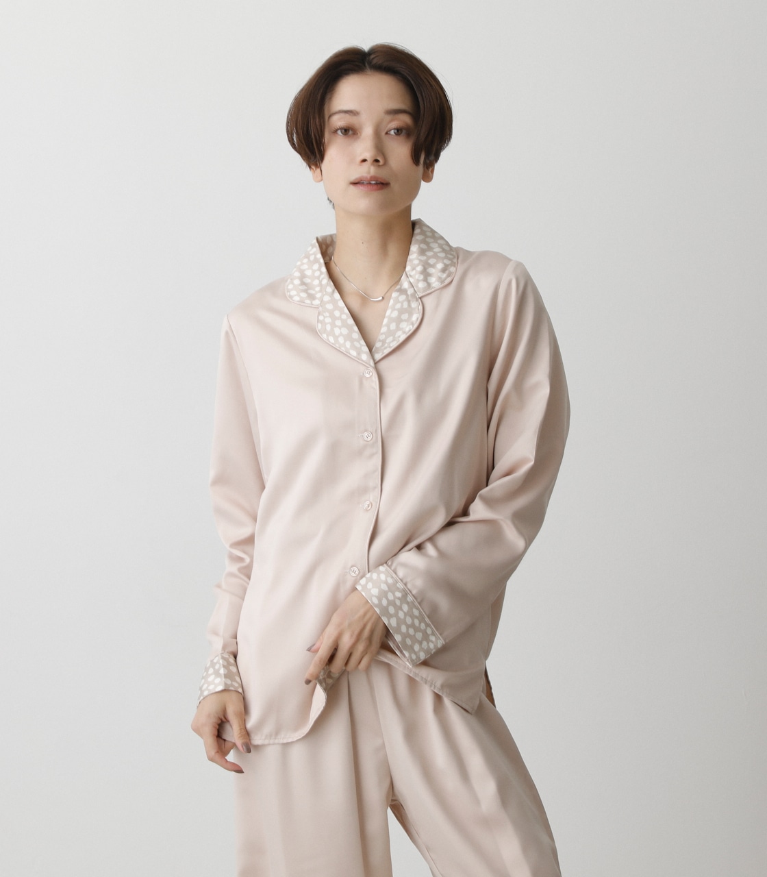 T/H SATIN PIPING PAJAMAS/T/Hサテンパイピングパジャマ 詳細画像 L/BEG 3