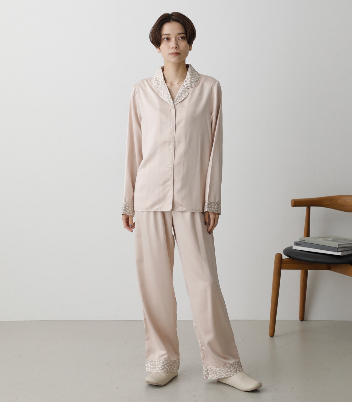 T/H SATIN PIPING PAJAMAS/T/Hサテンパイピングパジャマ 詳細画像 L/BEG 5