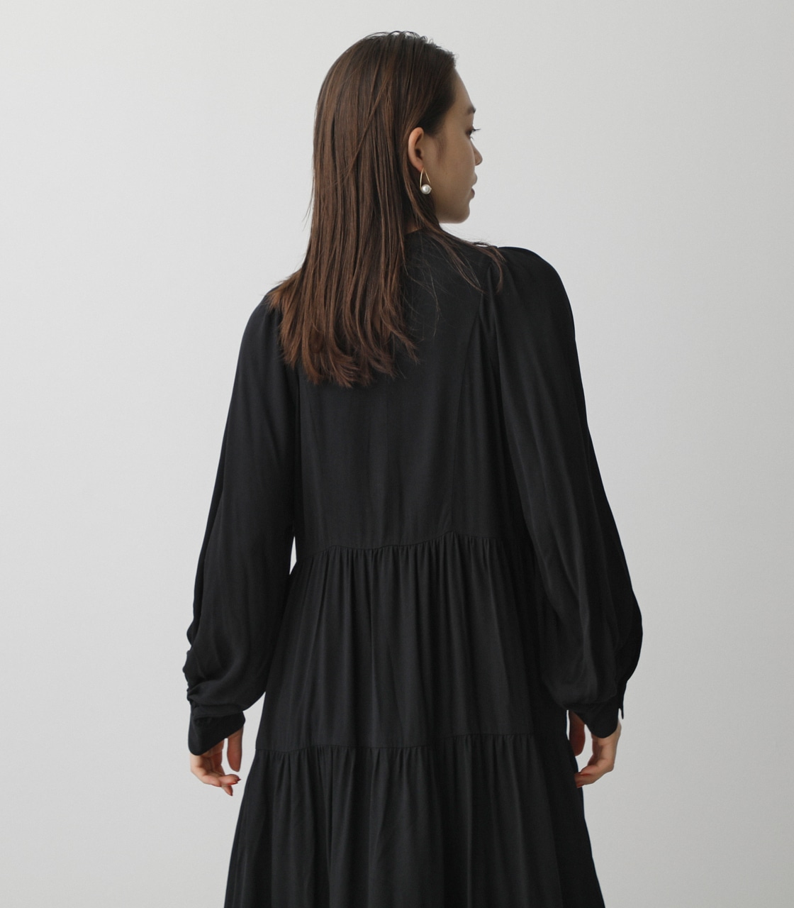 STAND COLLAR TIERED ONEPIECE/スタンドカラーティアードワンピース 詳細画像 BLK 4