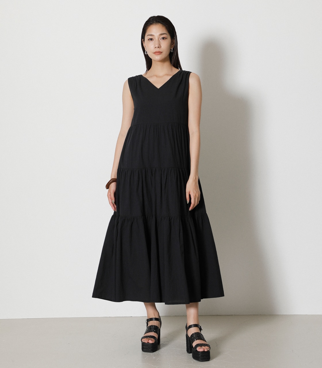 2WAY TIERED LONG ONEPIECE/2WAYティアードロングワンピース｜AZUL BY