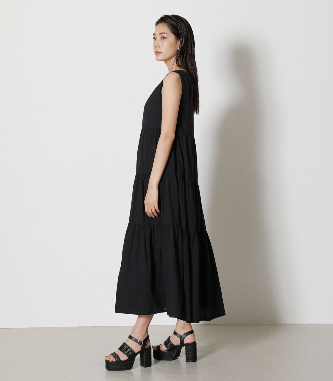 2WAY TIERED LONG ONEPIECE/2WAYティアードロングワンピース 詳細画像 BLK 7