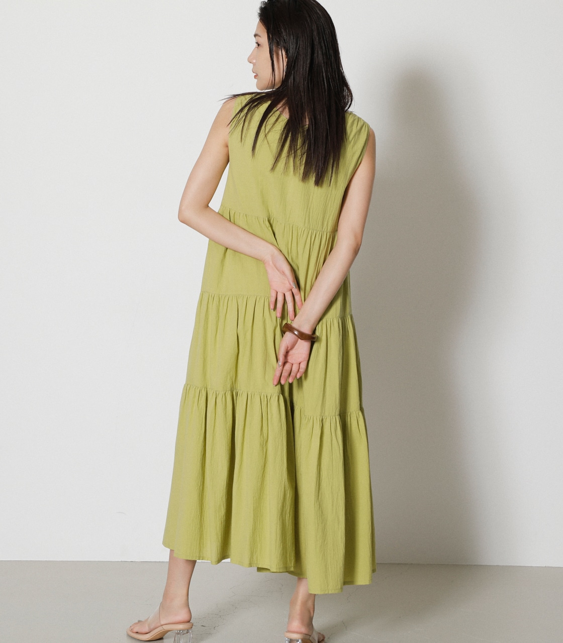 2WAY TIERED LONG ONEPIECE/2WAYティアードロングワンピース 詳細画像 LIME 3