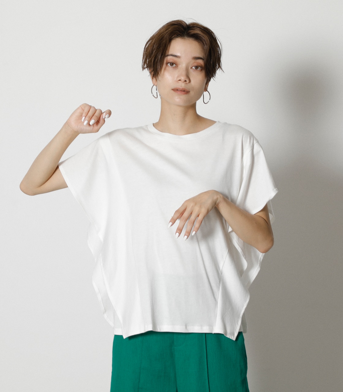 SLEEVE LAYERED TOPS/スリーブレイヤードトップス 詳細画像 O/WHT 2