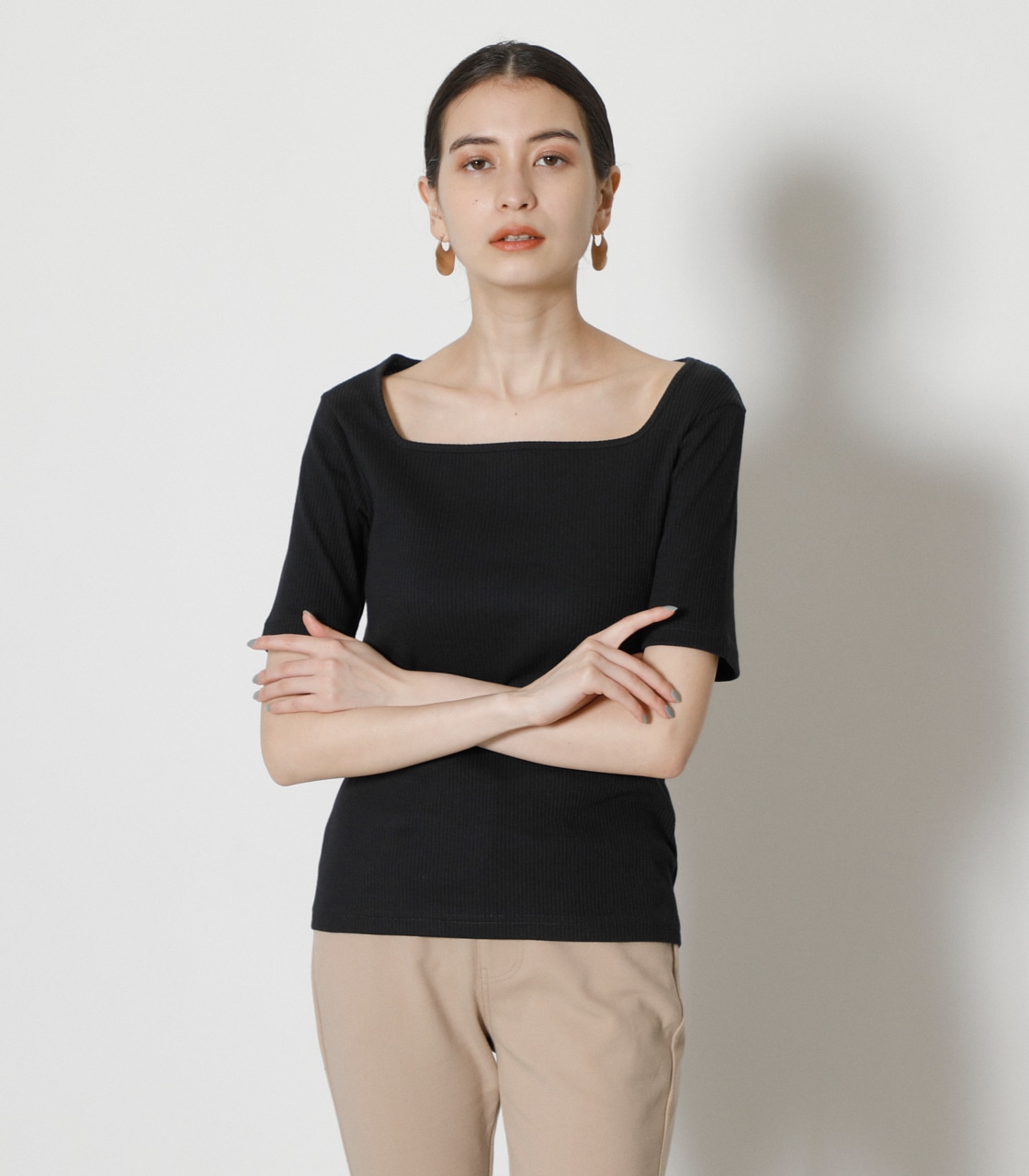 SQUARE NECK RIB TOPS/スクエアネックリブトップス｜AZUL BY MOUSSY