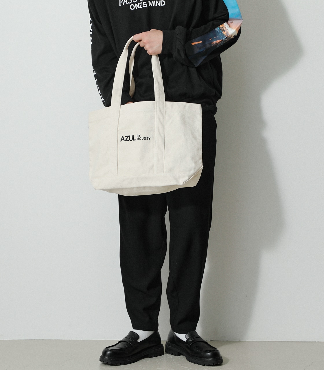 AZUL CANVAS BIG TOTE BAG/AZULキャンバスビッグトートバッグ 詳細画像 O/WHT 1
