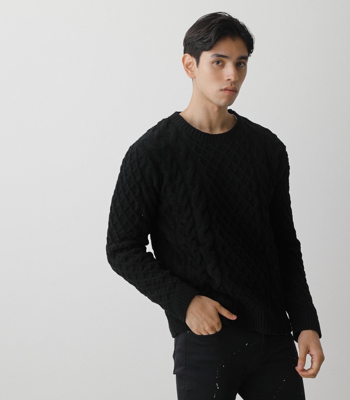 CHENILLE CABLE PULLOVER/シェニールケーブルプルオーバー 詳細画像 BLK 1