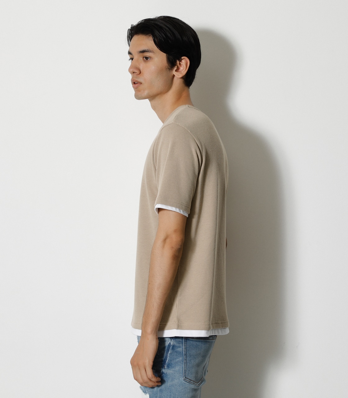 8月10日(木)8:59まで期間限定価格】WAFFLE LAYERED TEE/ワッフル