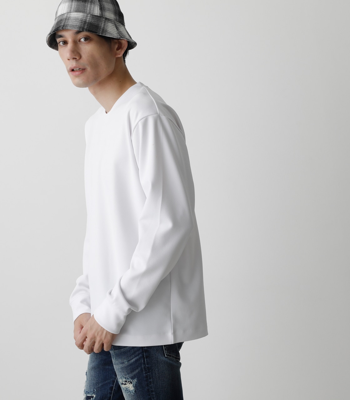 GEORGETTE BASIC LONG TEE/ジョーゼットベーシックロングTシャツ｜AZUL