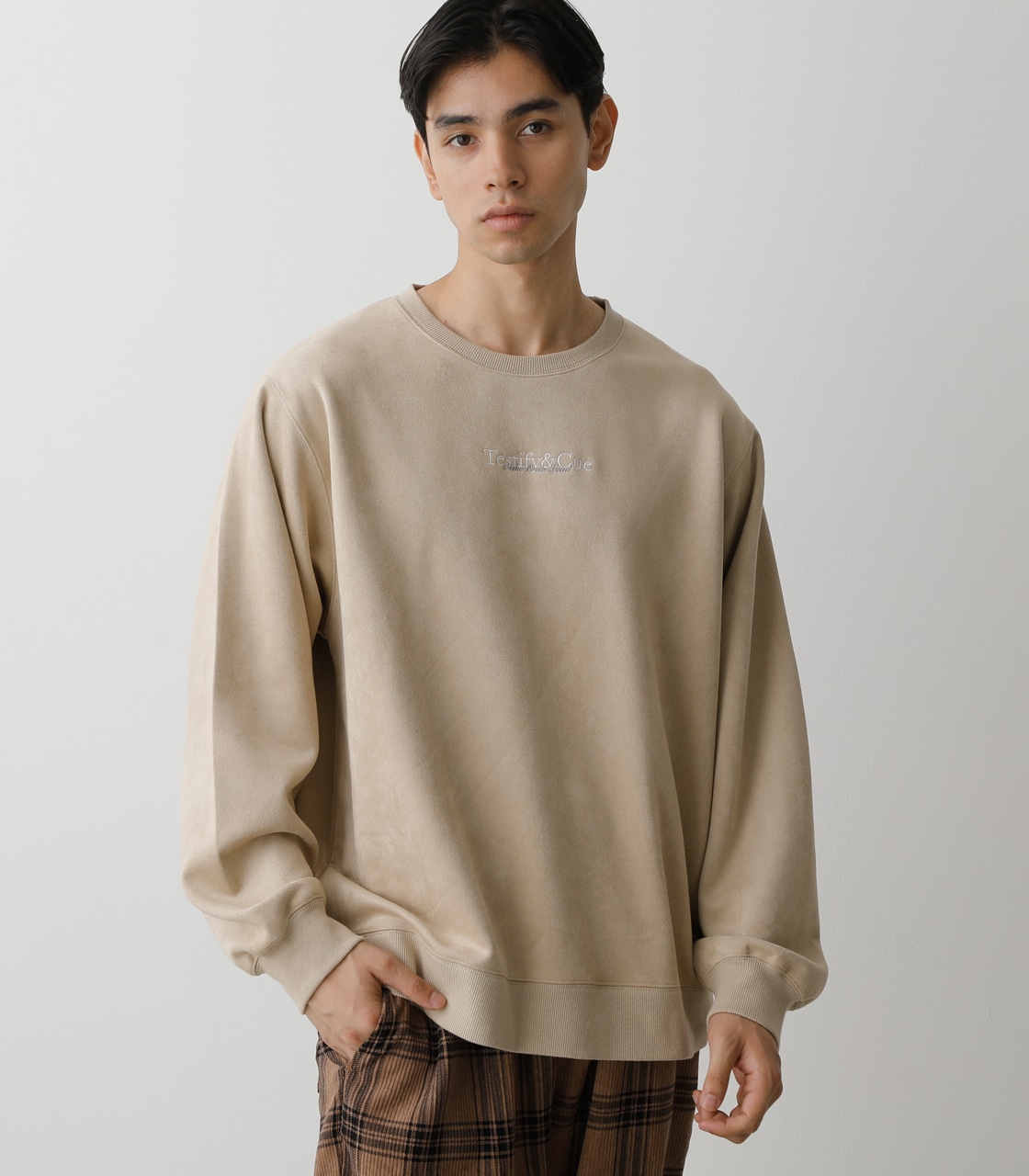 FAUX SUEDE EMBROIDERY PULLOVER/フェイクスエードエンブロイダリープルオーバー 詳細画像 BEG 1
