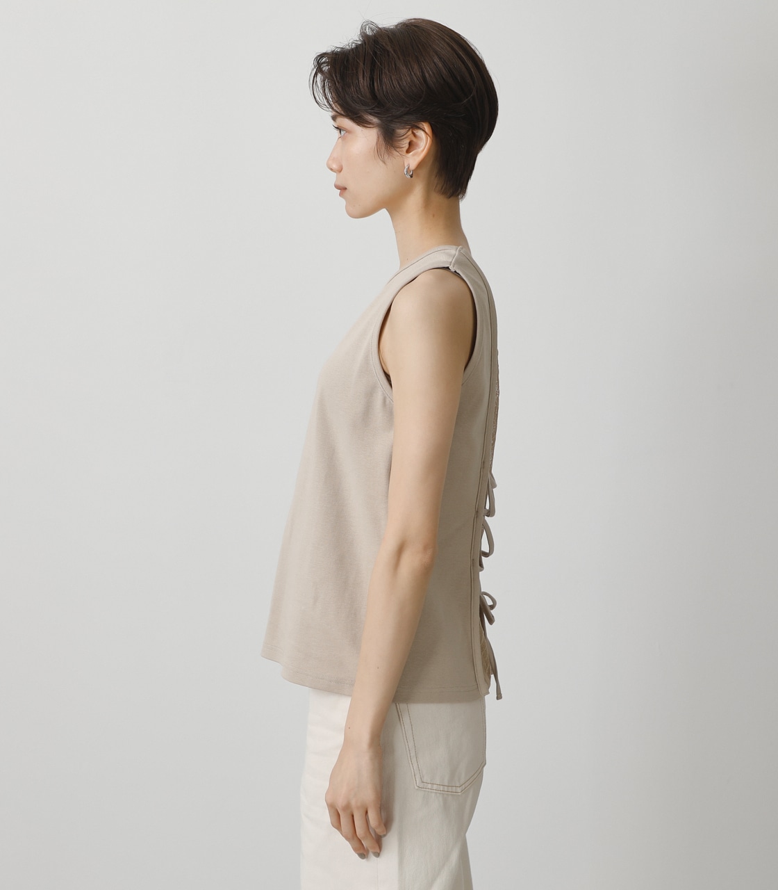 BACK LACE DOCKING TOPS/バックレースドッキングトップス 詳細画像 L/BEG 6