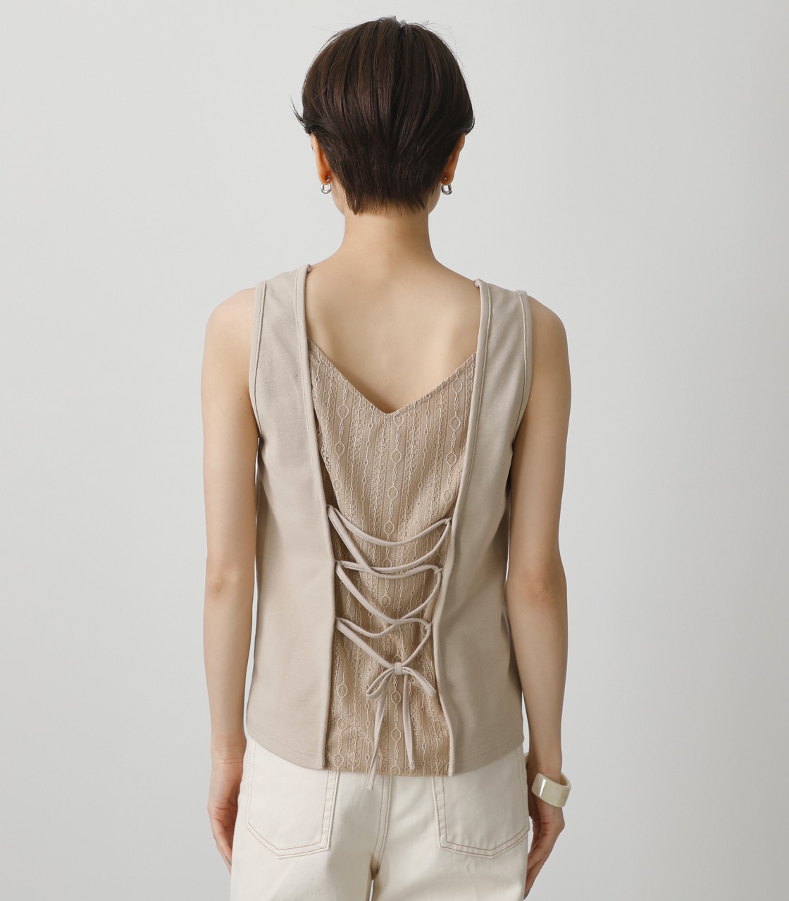 BACK LACE DOCKING TOPS/バックレースドッキングトップス 詳細画像 L/BEG 7