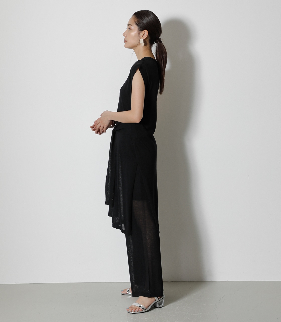 SHEER KNIT LONG TOPS/シアーニットロングトップス 詳細画像 BLK 6
