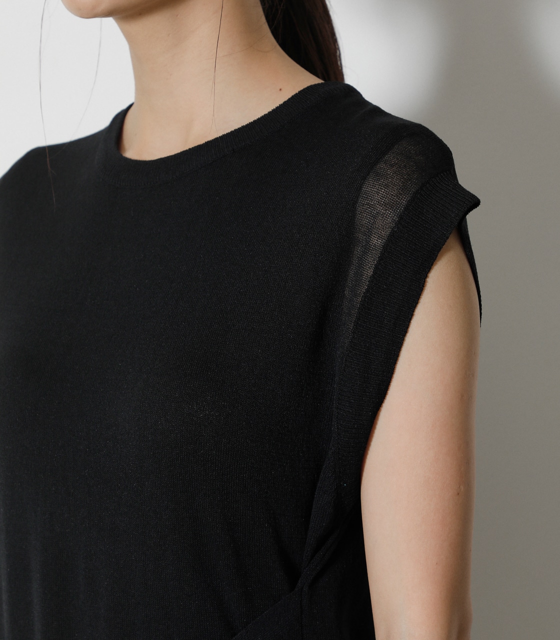 SHEER KNIT LONG TOPS/シアーニットロングトップス 詳細画像 BLK 8