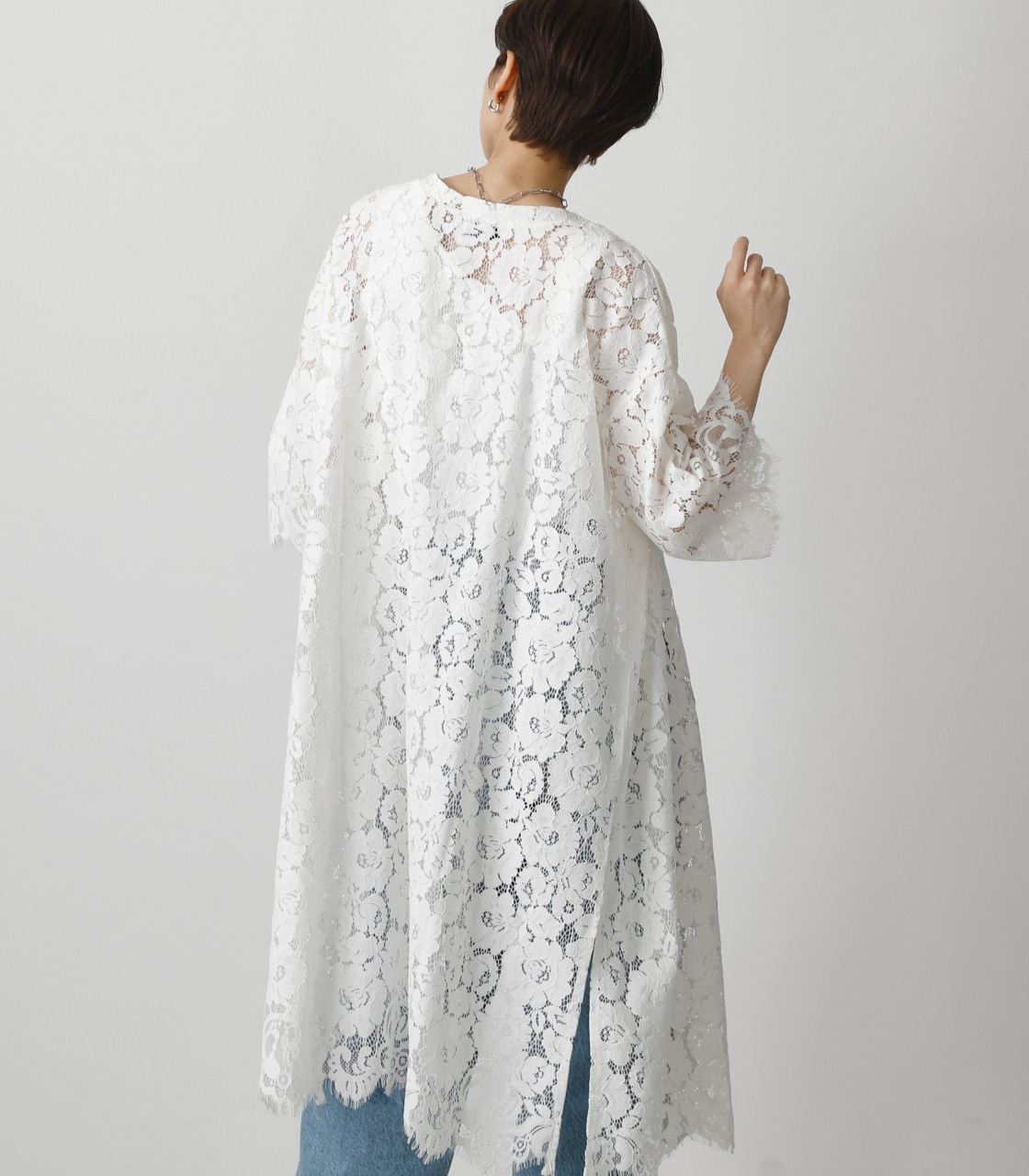 SCALLOP LACE LONG GOWN/スカロップレースロングガウン 詳細画像 WHT 3